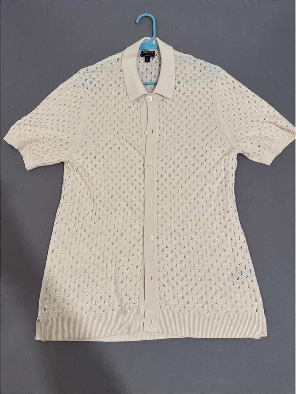 Todd Snyder NYC Open Stitch Full Placket Polo White Size Medium Silk Blend